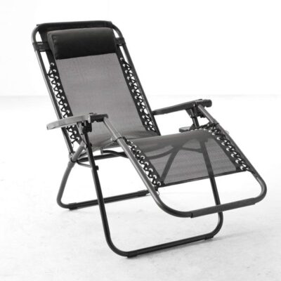 Anti-Gravity Black Patio Chair With Removable Cupholder Garden Plant