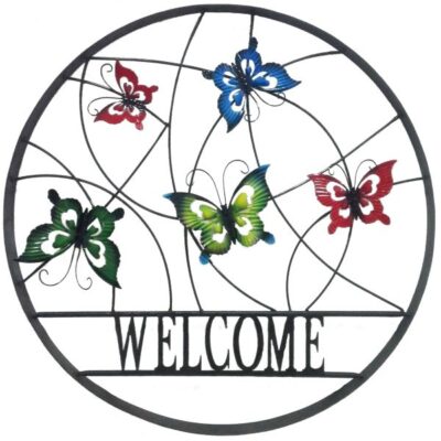 Butterfly Outdoor Welcome Wheel Art Garden Plant