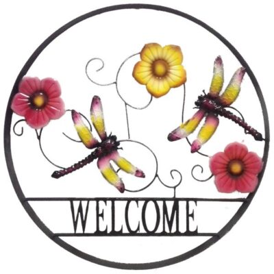 Dragonfly Outdoor Welcome Wheel Garden Plant