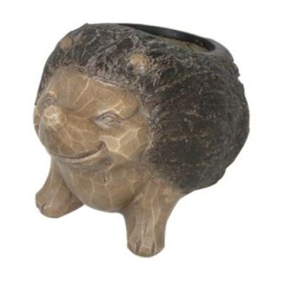 Fiber Clay Wood Look Hedgehog Animal Planter Garden Plant