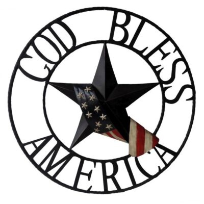 God Bless America Outdoor Welcome Wheel Garden Plant