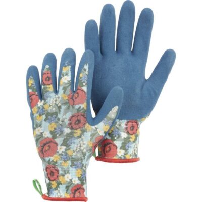 Hestra Blue Floral Latex Dip Glove Garden Plant