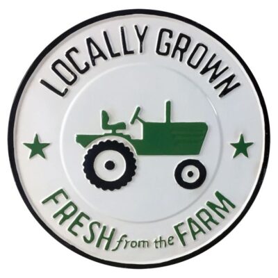 Locally Grown Green Tractor Metal Wall Sign Garden Plant