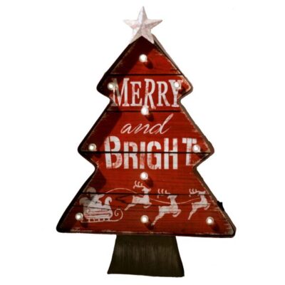 Merry and Bright Hanging Holiday Wall Sign Garden Plant