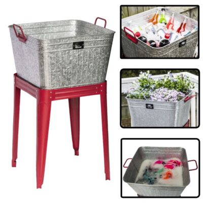 Metal Beverage Tub / Planter With Stand Garden Plant