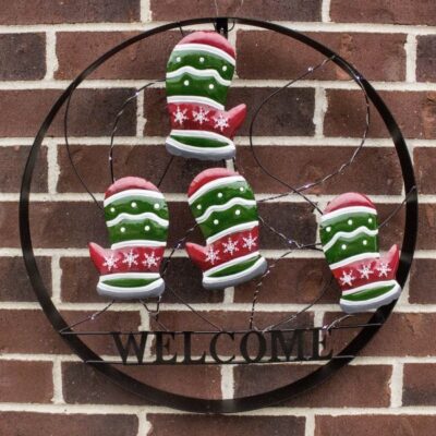 Mitten Outdoor Holiday Welcome Wheel Garden Plant