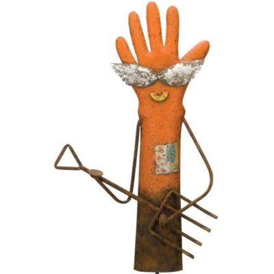 Orange Rocker Glove Garden Stake Garden Plant