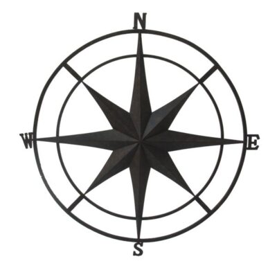 Rustic Outdoor Wall Compass Black Garden Plant