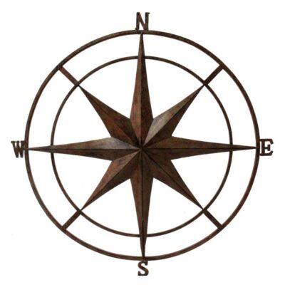 Rustic Outdoor Wall Compass Brown Garden Plant