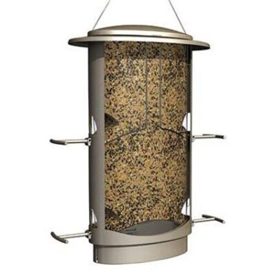 Squirrel-X 4 2 lb Satin Nickel Squirrel Proof Wild Bird Feeder Garden Plant