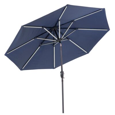 Sun-Ray Navy Round Next Gen Solar Lighted Umbrella Garden Plant