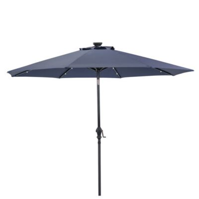 Sun-Ray Navy Round Solar Lighted Umbrella Garden Plant