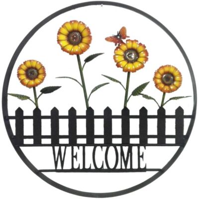 Sunflower Outdoor Welcome Wheel Art Garden Plant