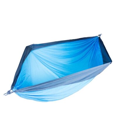 Two Person Travel Camping Hammock Blue and Grey Garden Plant