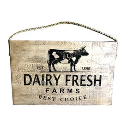 Vintage Distressed Dairy Fresh Wood Sign Garden Plant