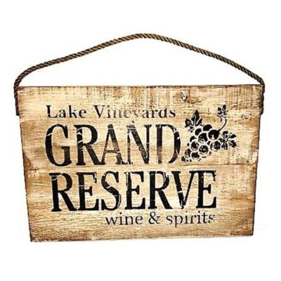 Vintage Distressed Grand Reserve Wine Wood Sign Garden Plant