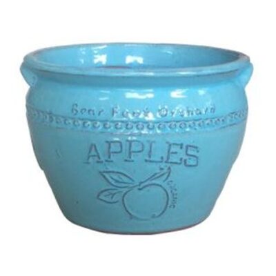 Vintage Pottery Blue 14 Inch Apple Planter Garden Plant