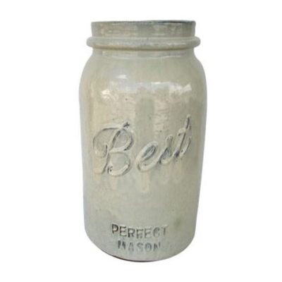 Vintage Pottery Cream 11 Inch Tall Mason Jar Garden Plant