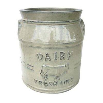 Vintage Pottery Cream 7 Inch Dairy Churn Planter Garden Plant