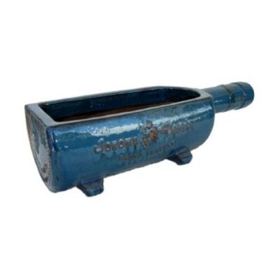 Vintage Pottery Glazed Blue 7 5 Inch Wine Bottle Planter Garden Plant