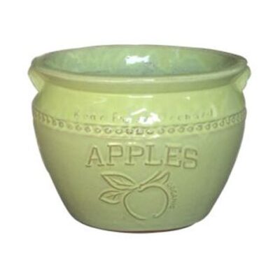 Vintage Pottery Green 14 Inch Apple Planter Garden Plant