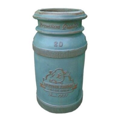 Vintage Pottery Green 7 Inch Dairy Churn Planter Garden Plant