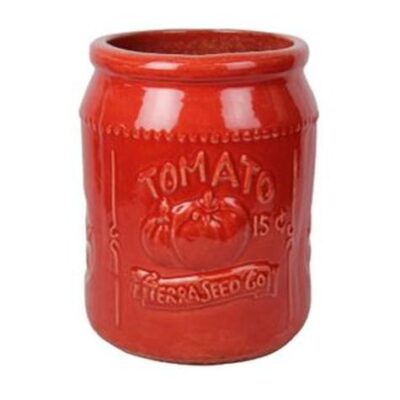 Vintage Pottery Red 11 Inch Tomato Seed Packet Planter Garden Plant