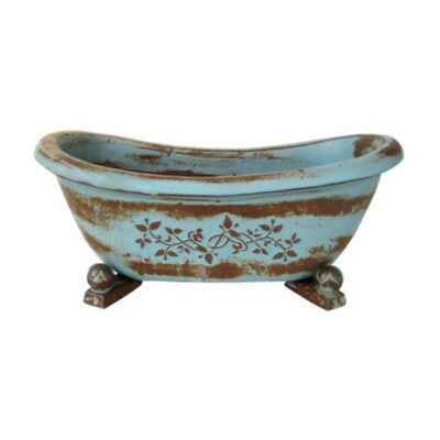 Vintage Pottery Rustic Blue 17 Inch Bathtub Planter Garden Plant