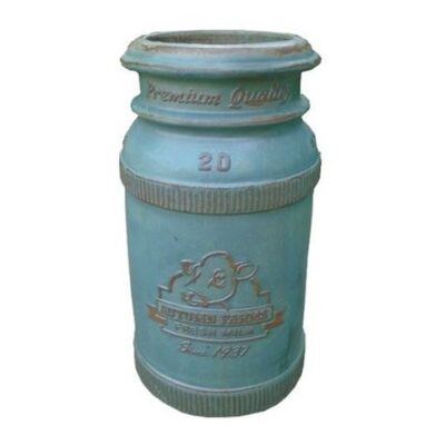 Vintage Pottery Rustic Green 12 Inch Artisan Tall Dairy Can Planter Garden Plant