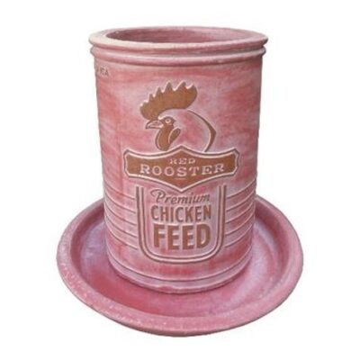 Vintage Pottery Rustic Red 11 Inch Chicken Feeder Planter Garden Plant