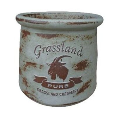 Vintage Pottery Rustic White 9 5 Inch Grassland Goat Planter Garden Plant
