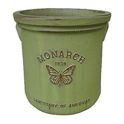 Vintage Pottery Rustic Yellow 11 Inch Heirloom Monarch Crock Planter Garden Plant