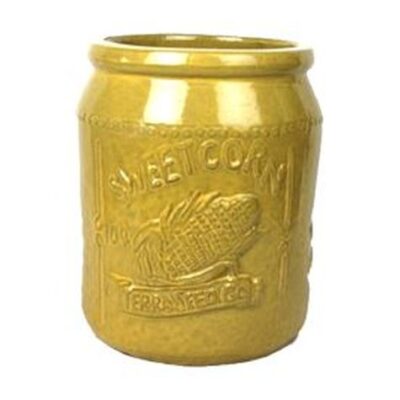 Vintage Pottery Yellow 11 Inch Corn Seed Packet Planter Garden Plant