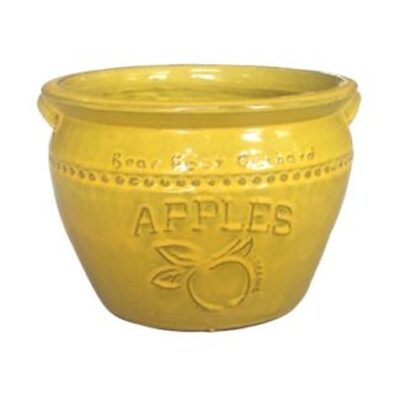 Vintage Pottery Yellow 14 Inch Apple Planter Garden Plant