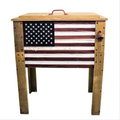 Wooden American Flag Outdoor Patio Cooler Garden Plant