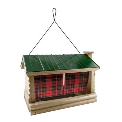 Woodlink Lake and Cabin Buffalo Plaid Tall Hopper Feeder Garden Plant