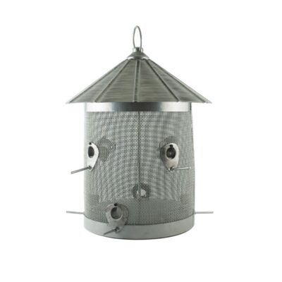 Woodlink Rustic Farmhouse Galvanized Silo Combo 10 lb Seed Feeder With Perch Garden Plant