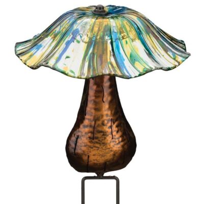 Yellow/Blue Solar Toadstool Garden Stake Garden Plant