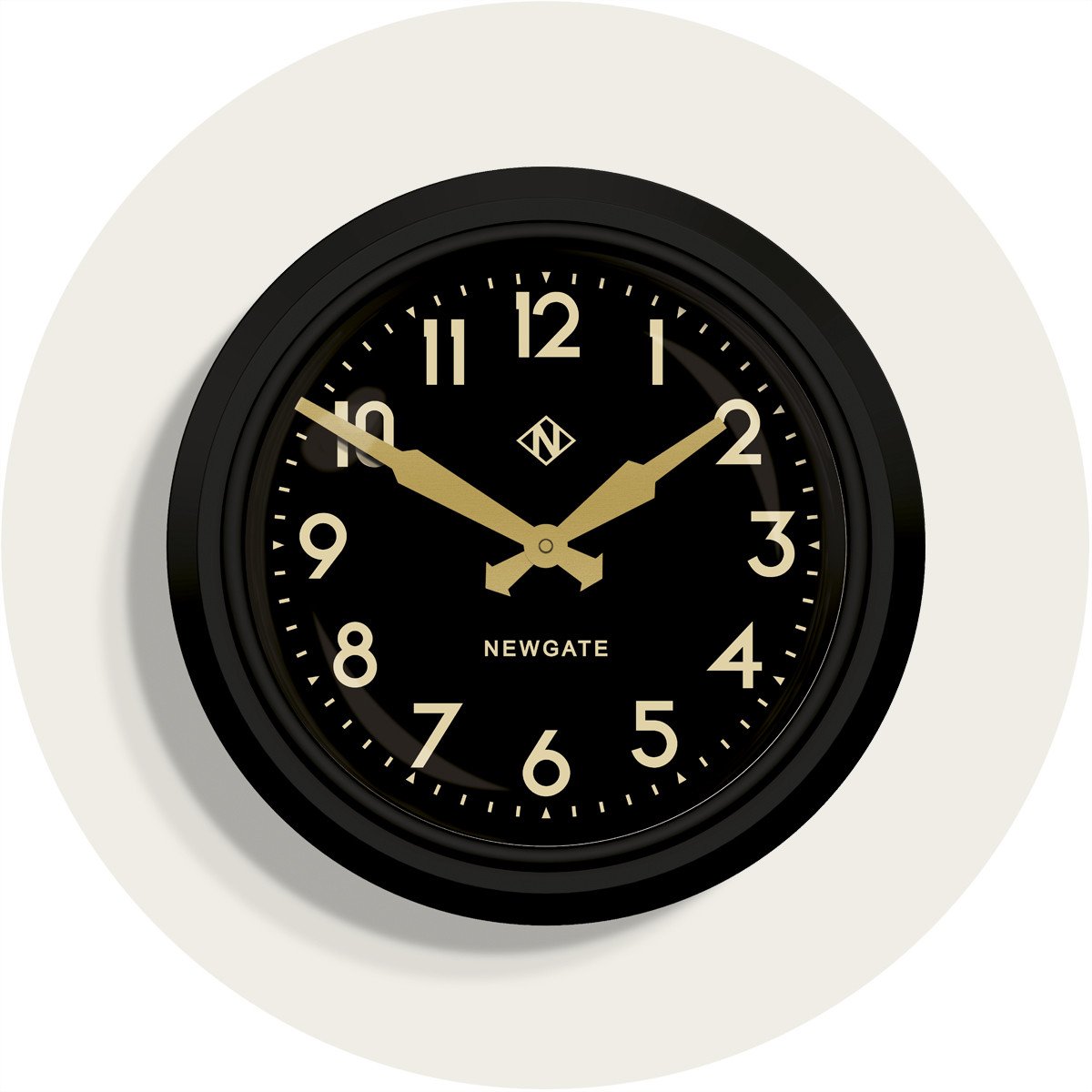 50 s Electric Clock in Matte Black on Black design by Newgate