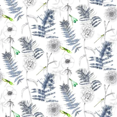 Acanthus Indigo Shower Curtain design by Designers Guild