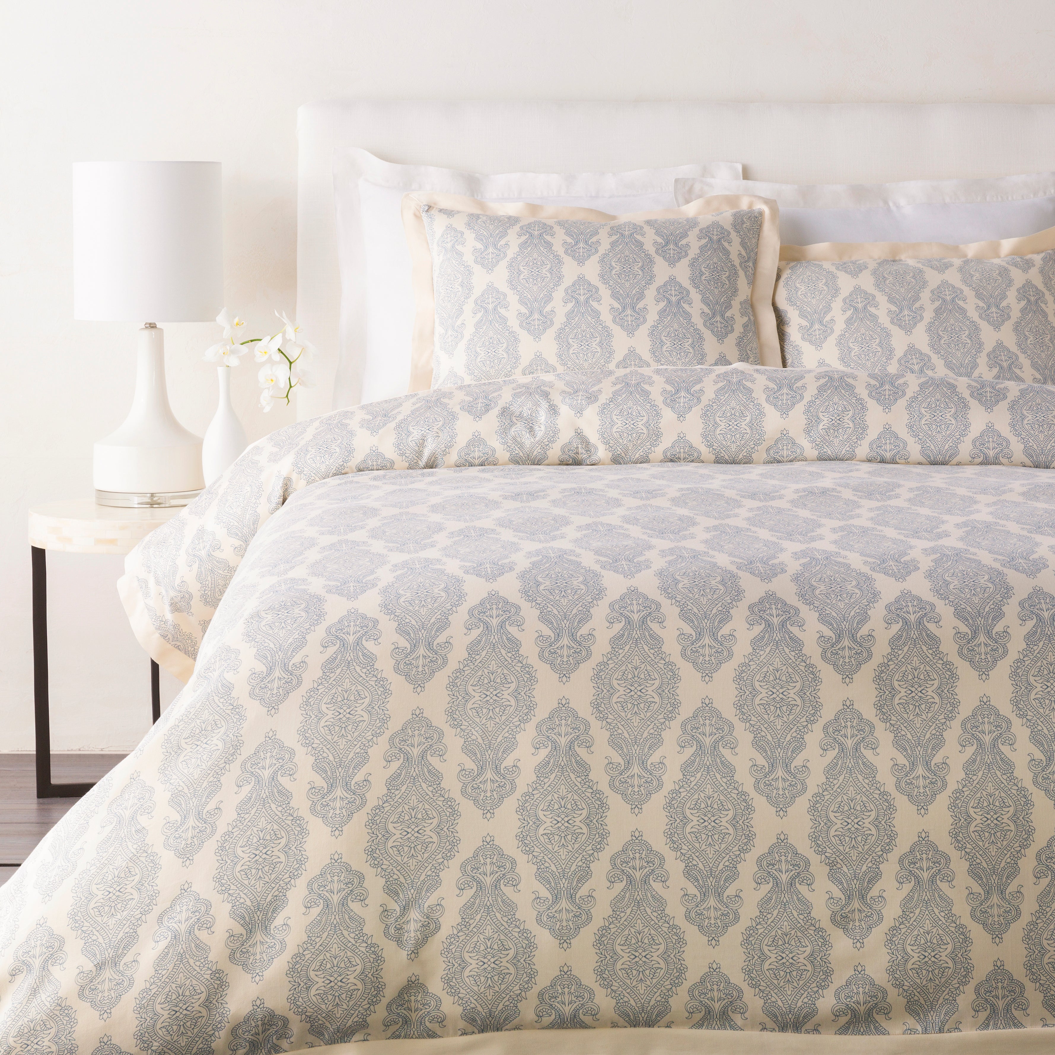 Alia Bedding in Dark Blue and Ivory