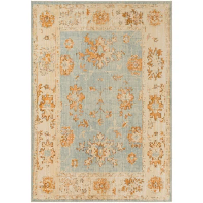 Amelie Rug in Aqua and Tan