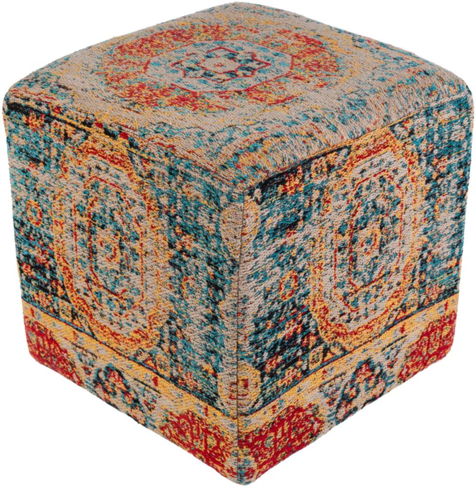 Amsterdam Polyester pouf in Bright Blue and Saffron