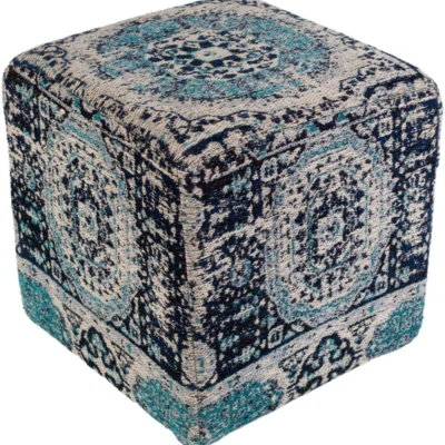 Amsterdam Polyester pouf in Navy and Light Gray color