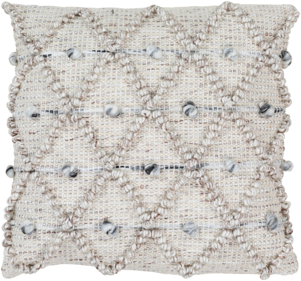 Anders Hand Woven Pillow in Cream and Light Gray