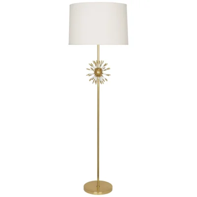 Andromeda Floor Lamp in Modern Brass Finish w Clear Acrylic Accents design by Robert Abbey