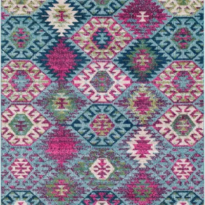 Anika Rug in Teal and Aqua