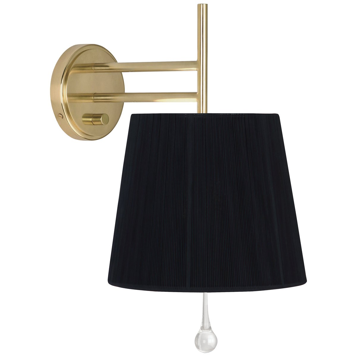 Annabelle Wall Sconce in Modern Brass w Black Shade design by Robert Abbey