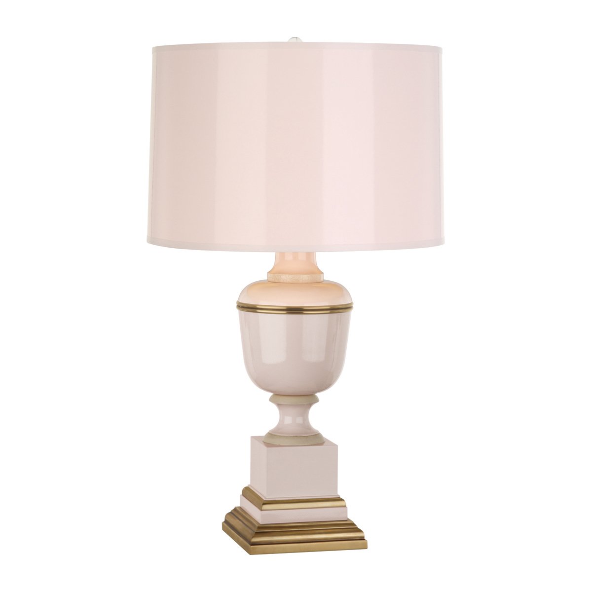 Annika Accent Lamp in Blush Lacquered Paint w Natural Brass design by Robert Abbey