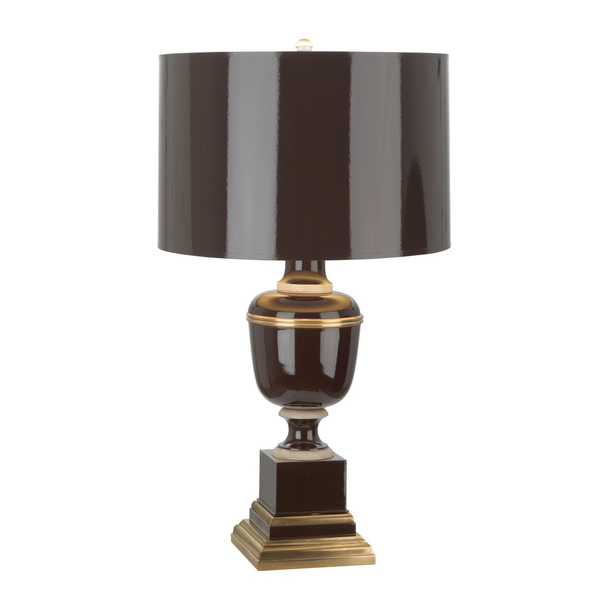 Annika Accent Lamp in Chocolate Lacquered Paint w Natural Brass design by Robert Abbey